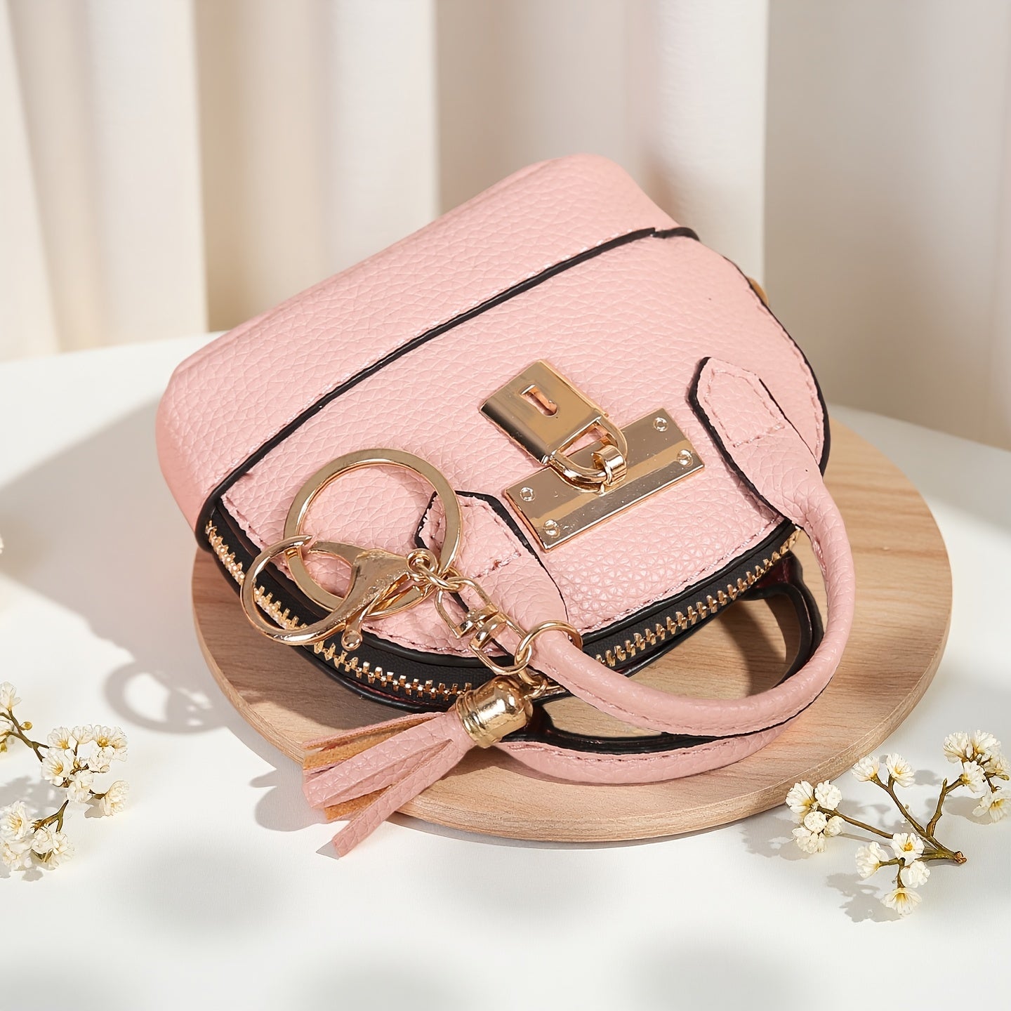 Mini Semi-Circle Crossbody Bag - Tassel Charm Purse for Travel & Everyday