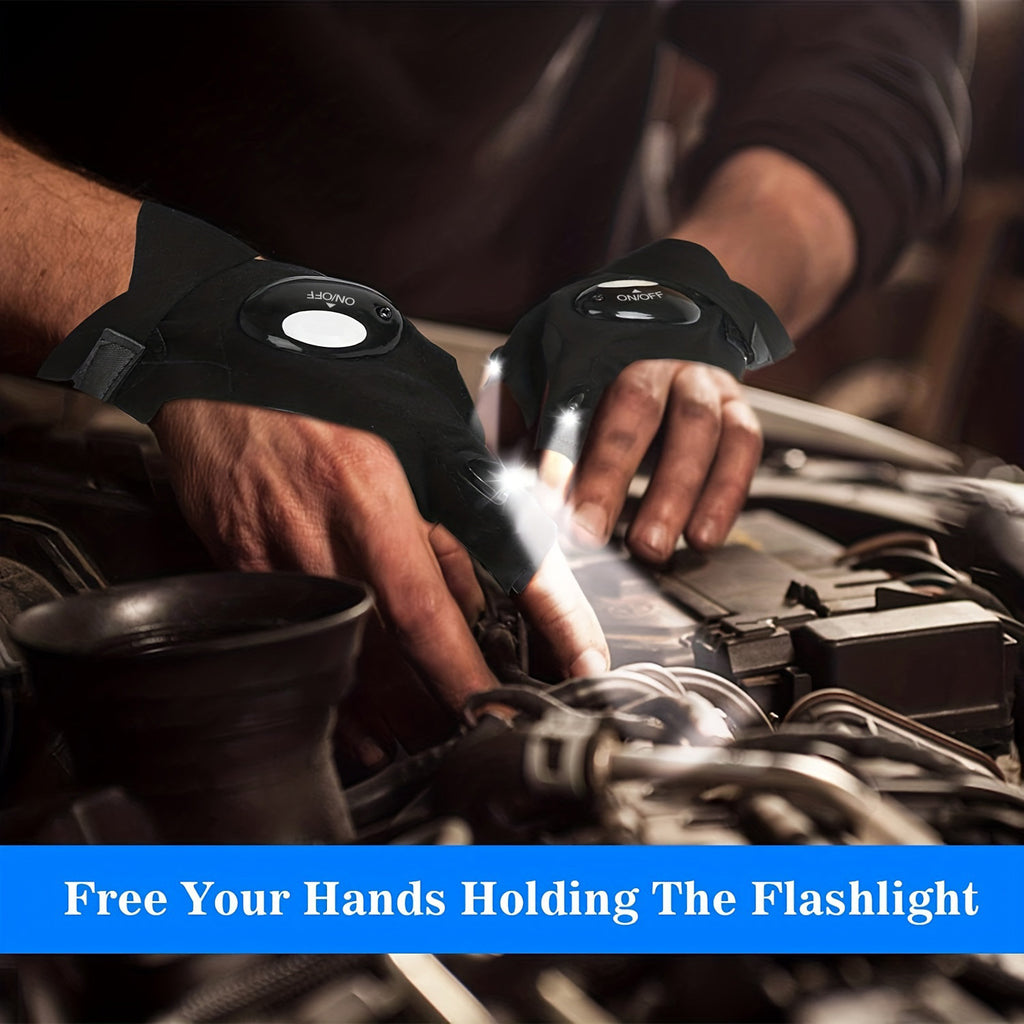 LED Flashlight Gloves - Hands-Free Light for Camping & Repairs