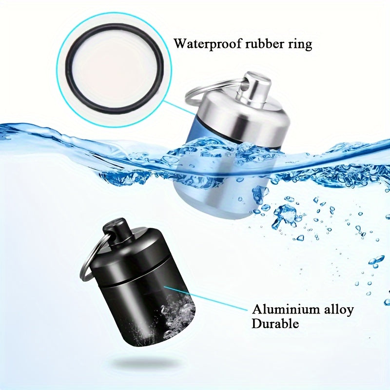 Waterproof Mini Pill Organizer Keychain - Portable Metal Medicine Holder