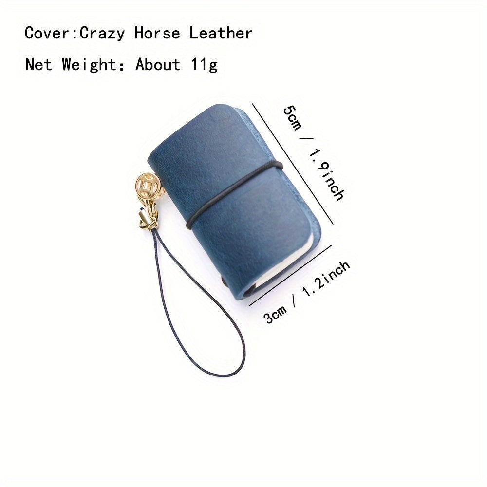 Mini Vintage Leather Notebook - 64 Page Travel Journal with Genuine Leather Cover