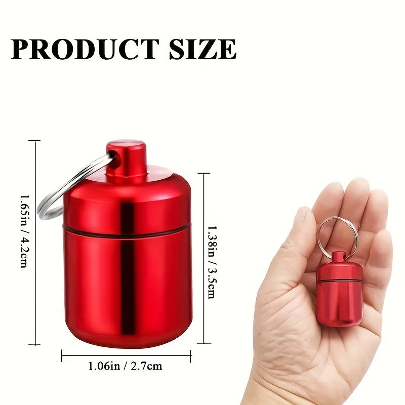 Waterproof Mini Pill Organizer Keychain - Portable Metal Medicine Holder