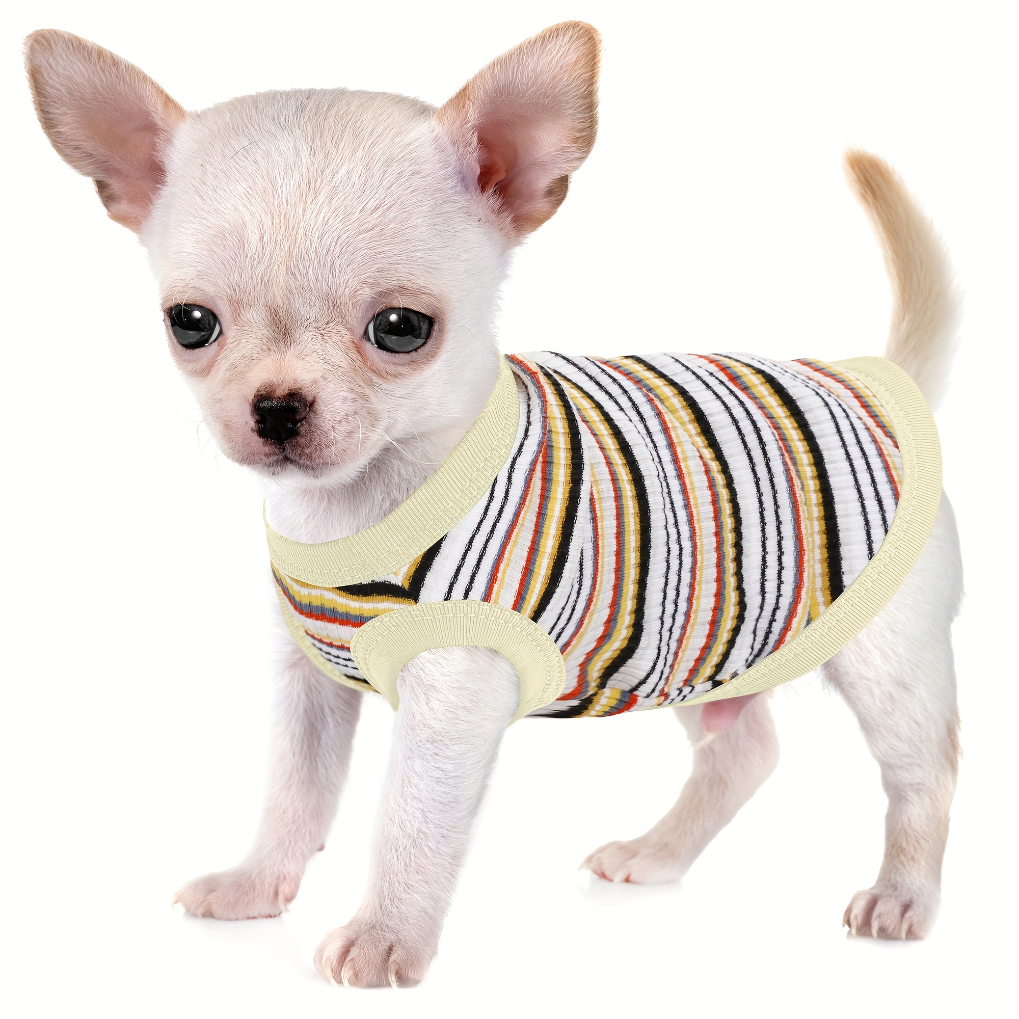 Mini Dog Vest - Soft Ribbed Pink Striped Tank Top for X Small Dogs to XXL