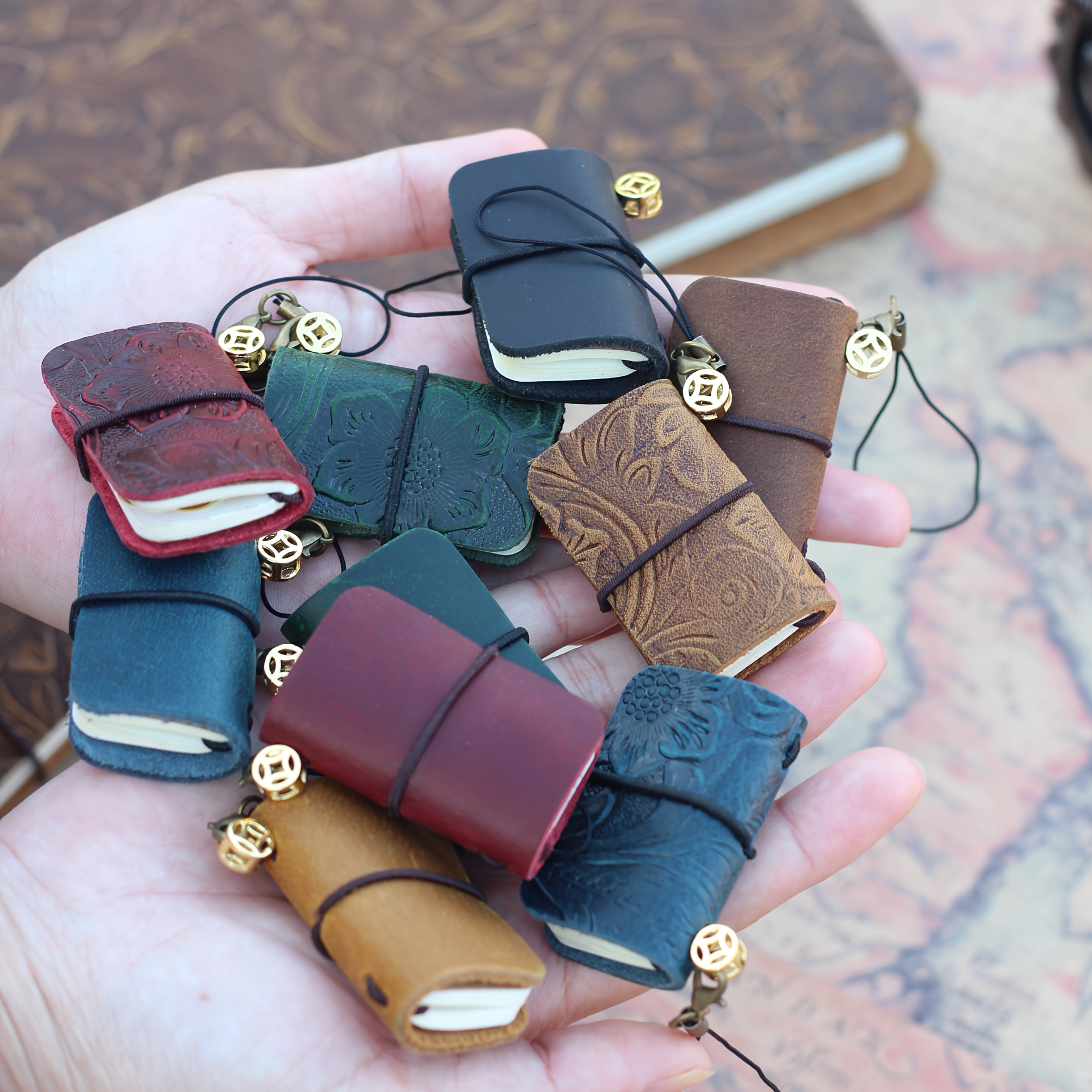 Mini Vintage Leather Notebook - 64 Page Travel Journal with Genuine Leather Cover