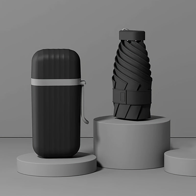 Mini Compact Umbrella - 6-Section Folding Sun & Rain Travel Umbrell