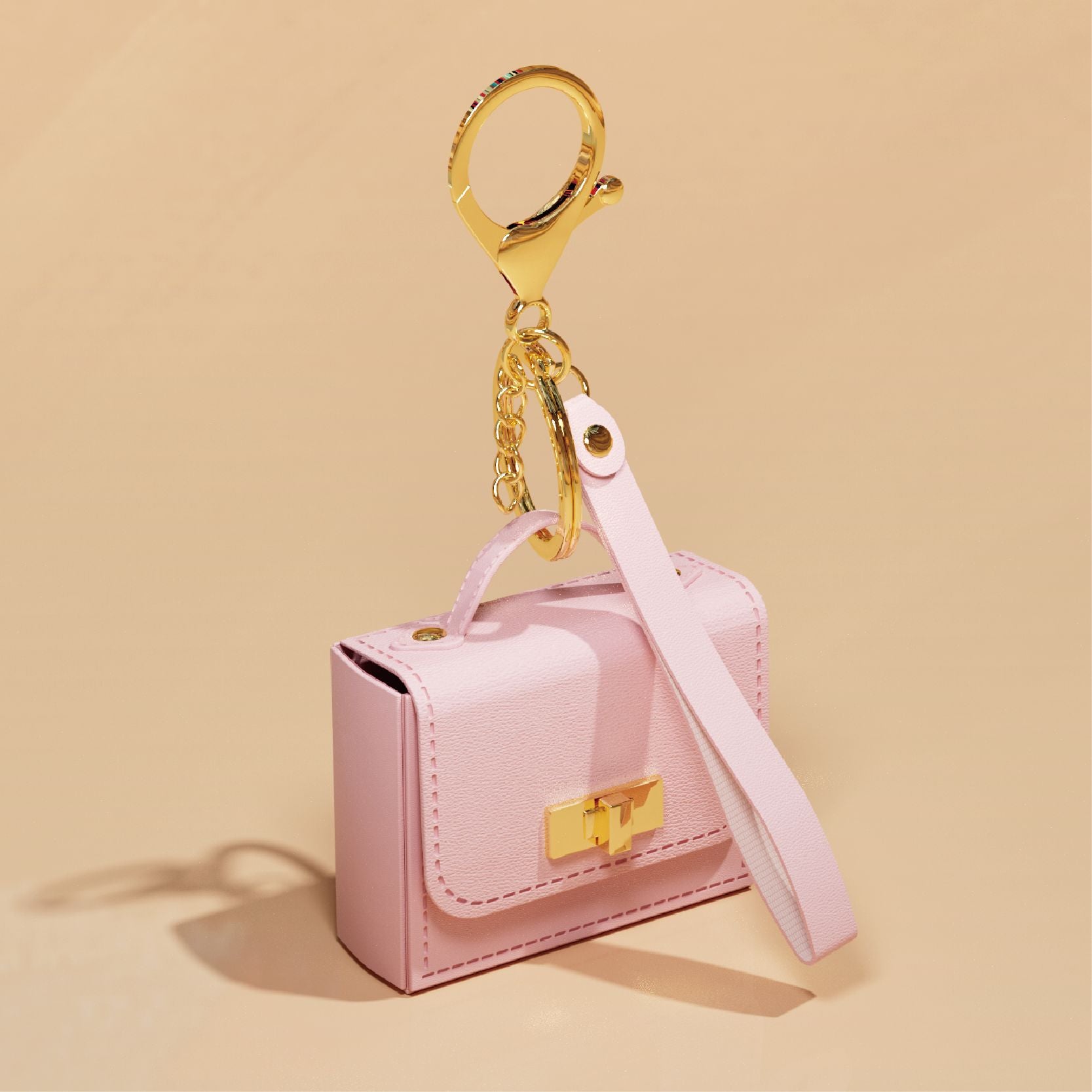 Mini Keychain Coin Purse - Faux Leather Charm Mini Bag with Handle