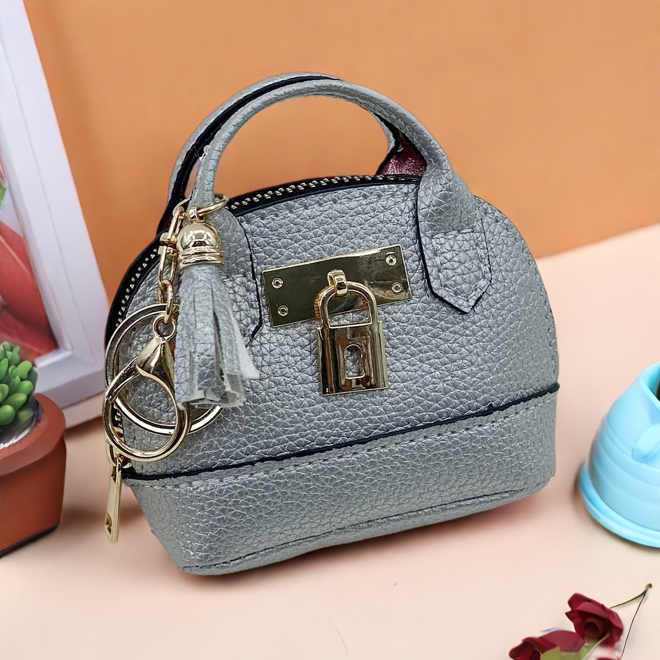 Mini Semi-Circle Crossbody Bag - Tassel Charm Purse for Travel & Everyday