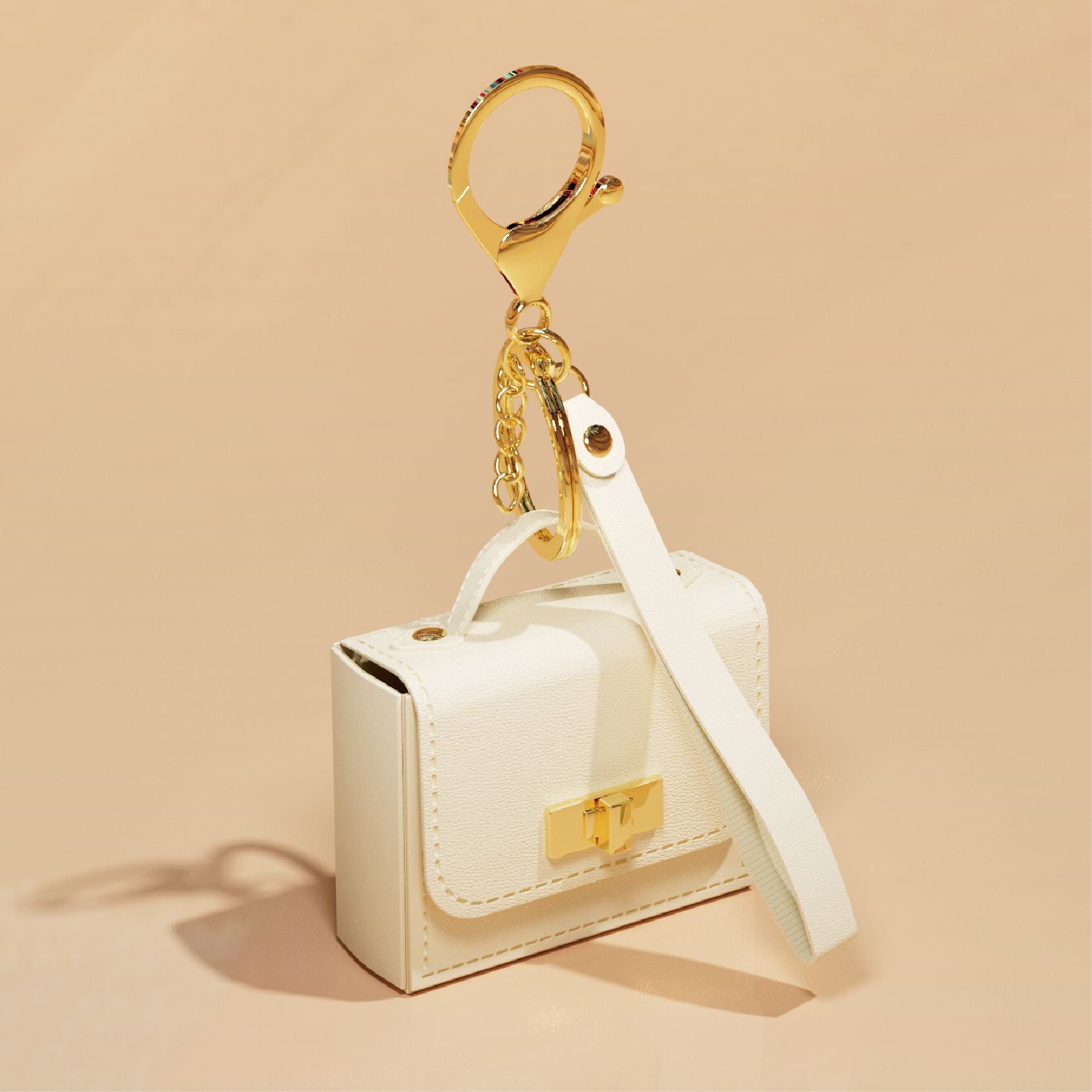 Mini Keychain Coin Purse - Faux Leather Charm Mini Bag with Handle