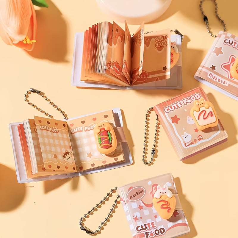 Mini Sticky Notes Set - 2 Pack Cute Cartoon Animal & Food Keychain Notepads