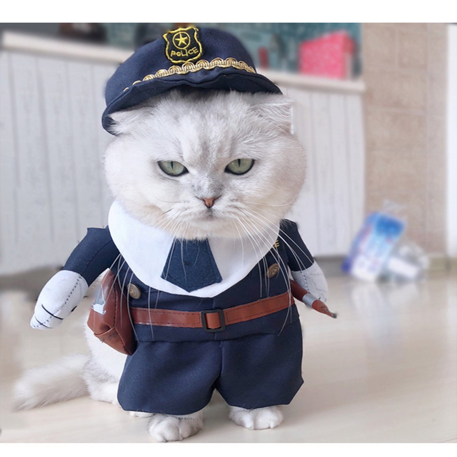 Mini Pet Policeman Costume and more - Adorable Police Outfit with Hat for Dogs & Cats