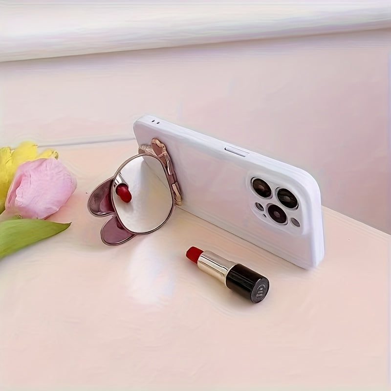 Rabbit Phone Holder with Makeup Mirror - Cute Desktop Stand for iPhone & Android