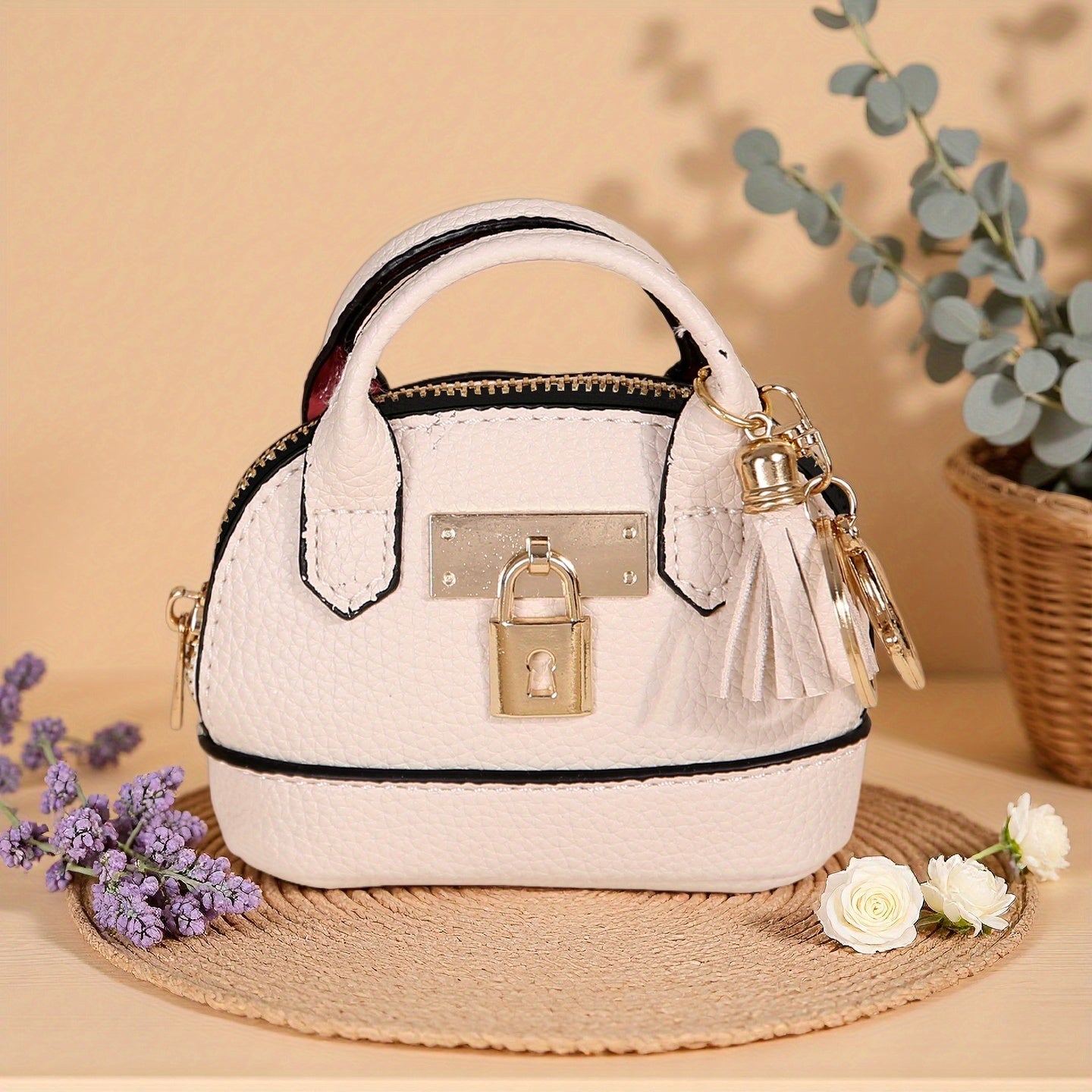 Mini Semi-Circle Crossbody Bag - Tassel Charm Purse for Travel & Everyday