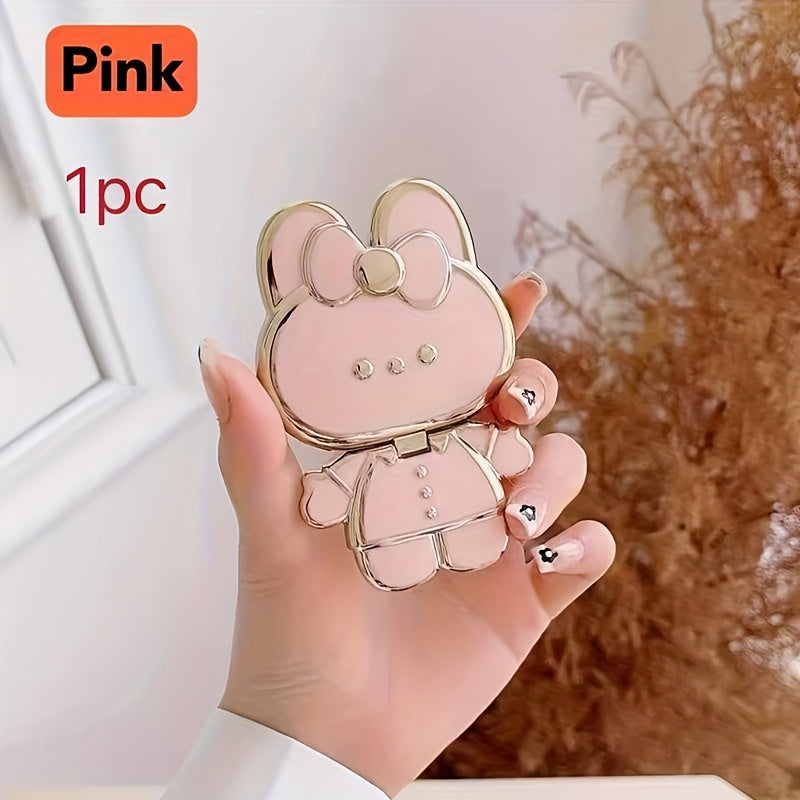 Rabbit Phone Holder with Makeup Mirror - Cute Desktop Stand for iPhone & Android