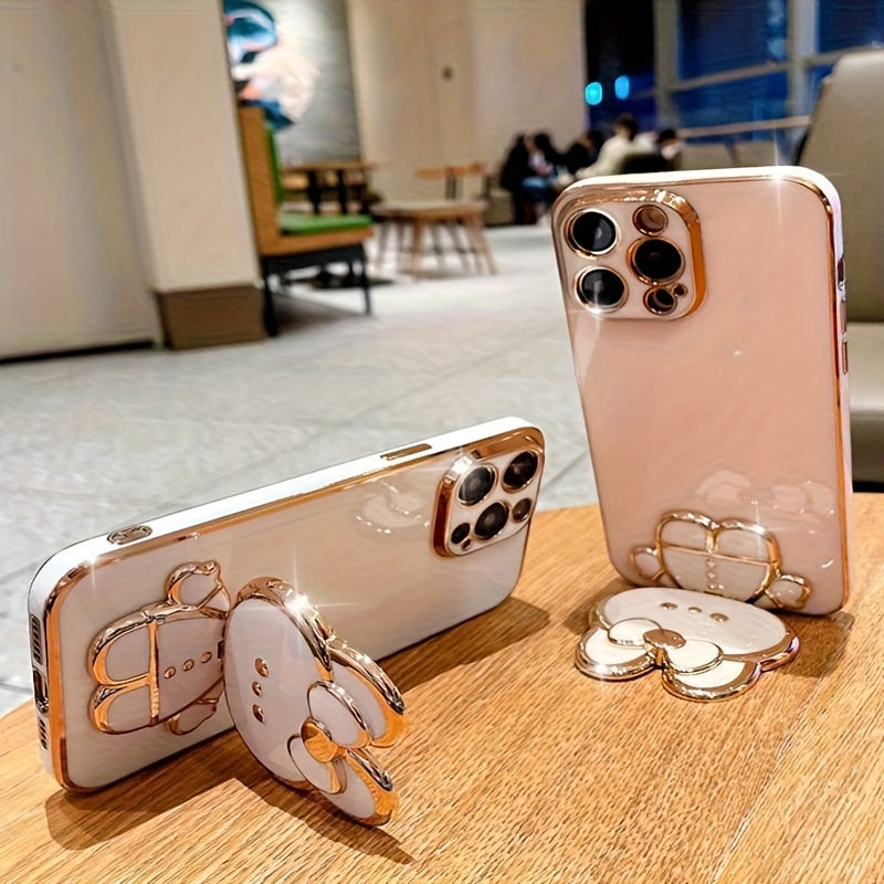 Rabbit Phone Holder with Makeup Mirror - Cute Desktop Stand for iPhone & Android