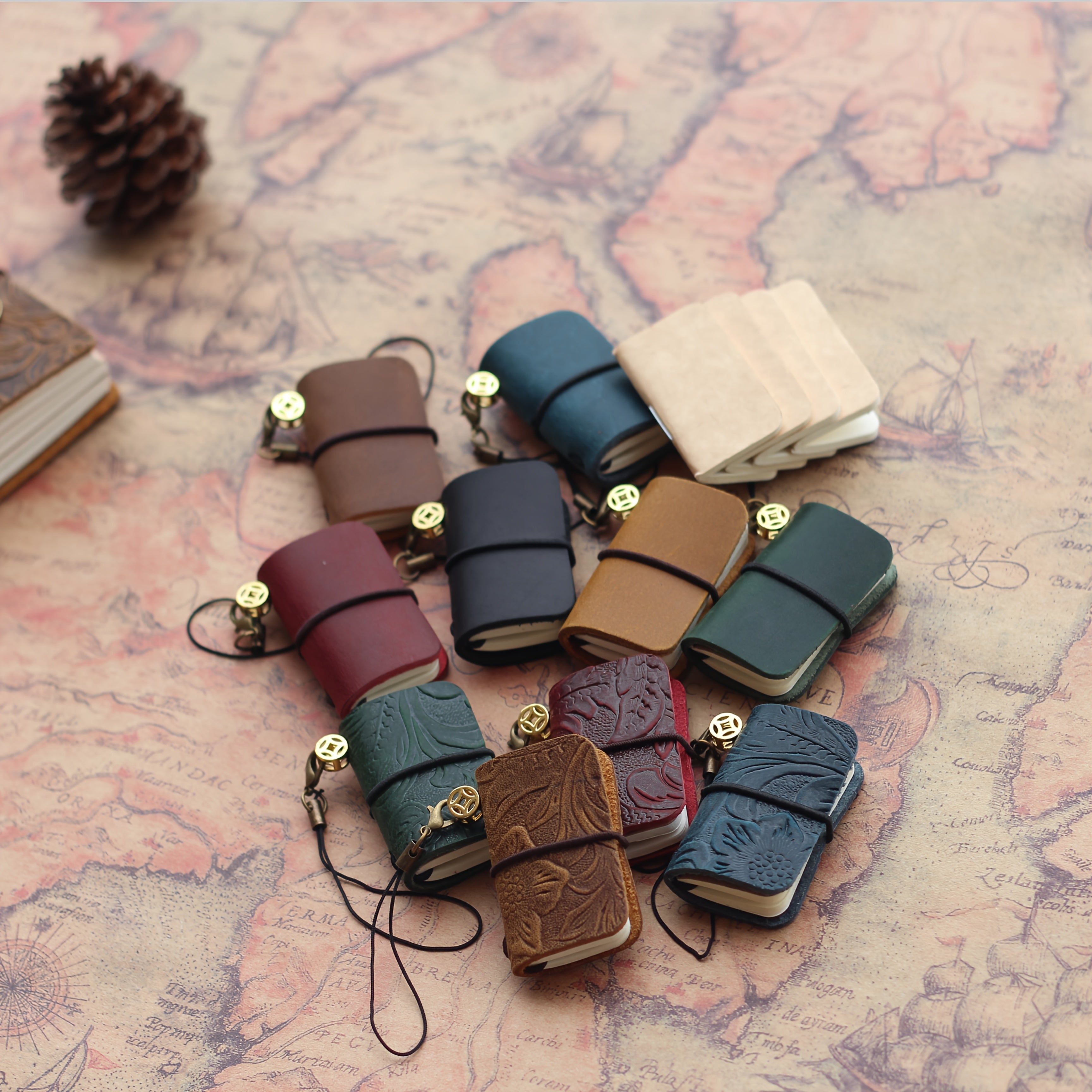 Mini Vintage Leather Notebook - 64 Page Travel Journal with Genuine Leather Cover