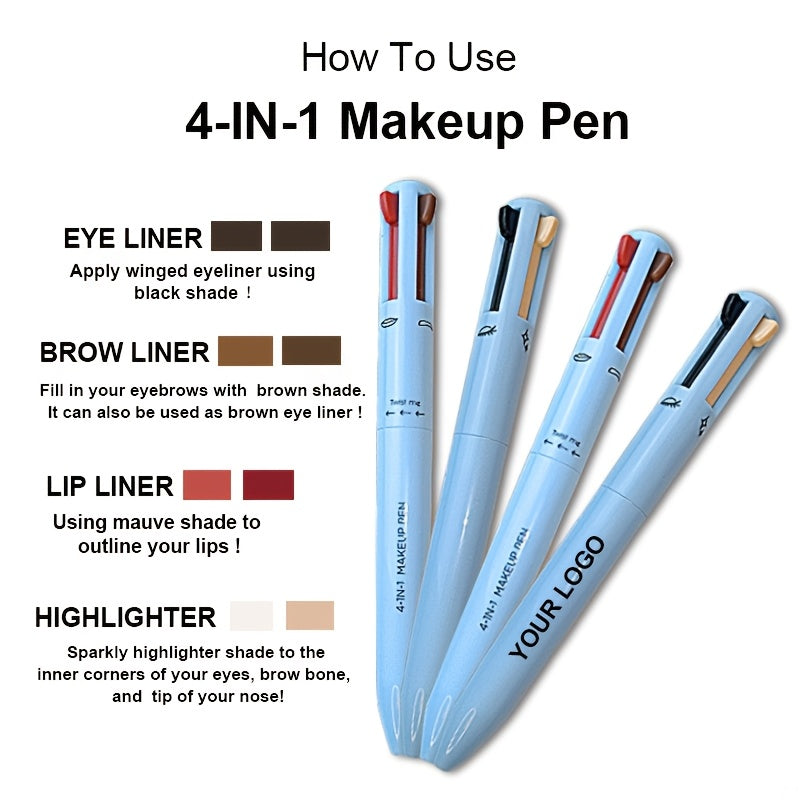 4-in-1 Multi-Function Makeup Pen - Long-Lasting Lip Brow Eye Liner & Highlighter
