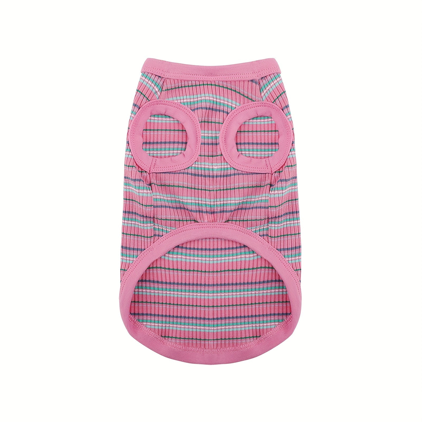 Mini Dog Vest - Soft Ribbed Pink Striped Tank Top for X Small Dogs to XXL