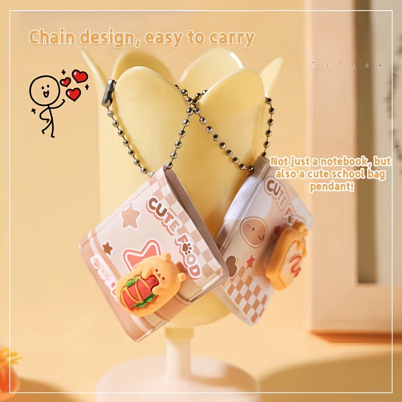 Mini Sticky Notes Set - 2 Pack Cute Cartoon Animal & Food Keychain Notepads