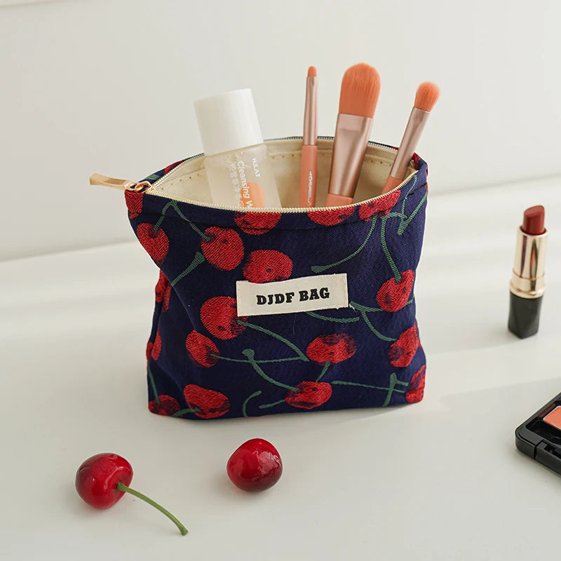 Mini Travel Cosmetic Bag - Compact Red Storage Pouch for Essentials