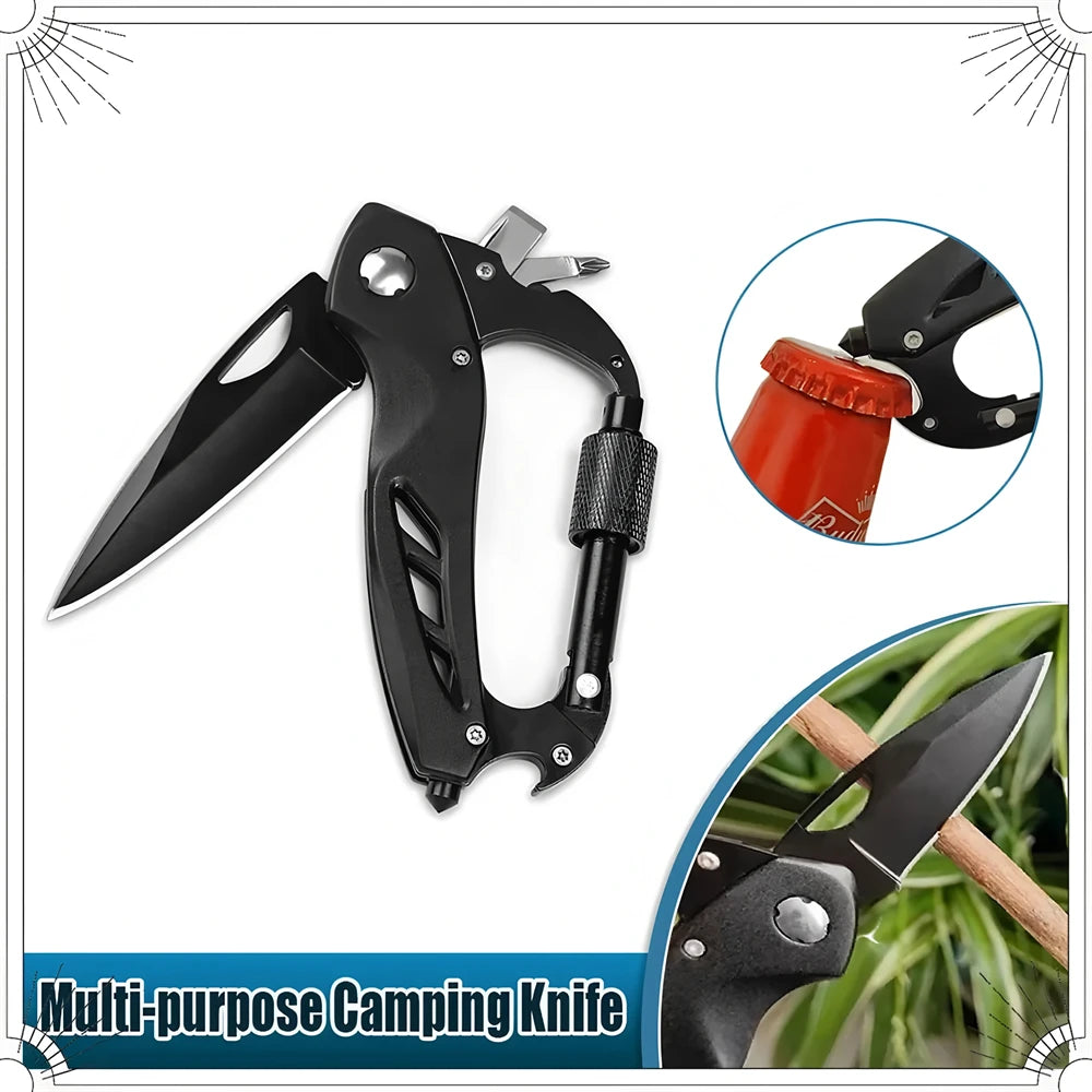 Multi-Tool Carabiner - EDC Keychain with Folding Knife