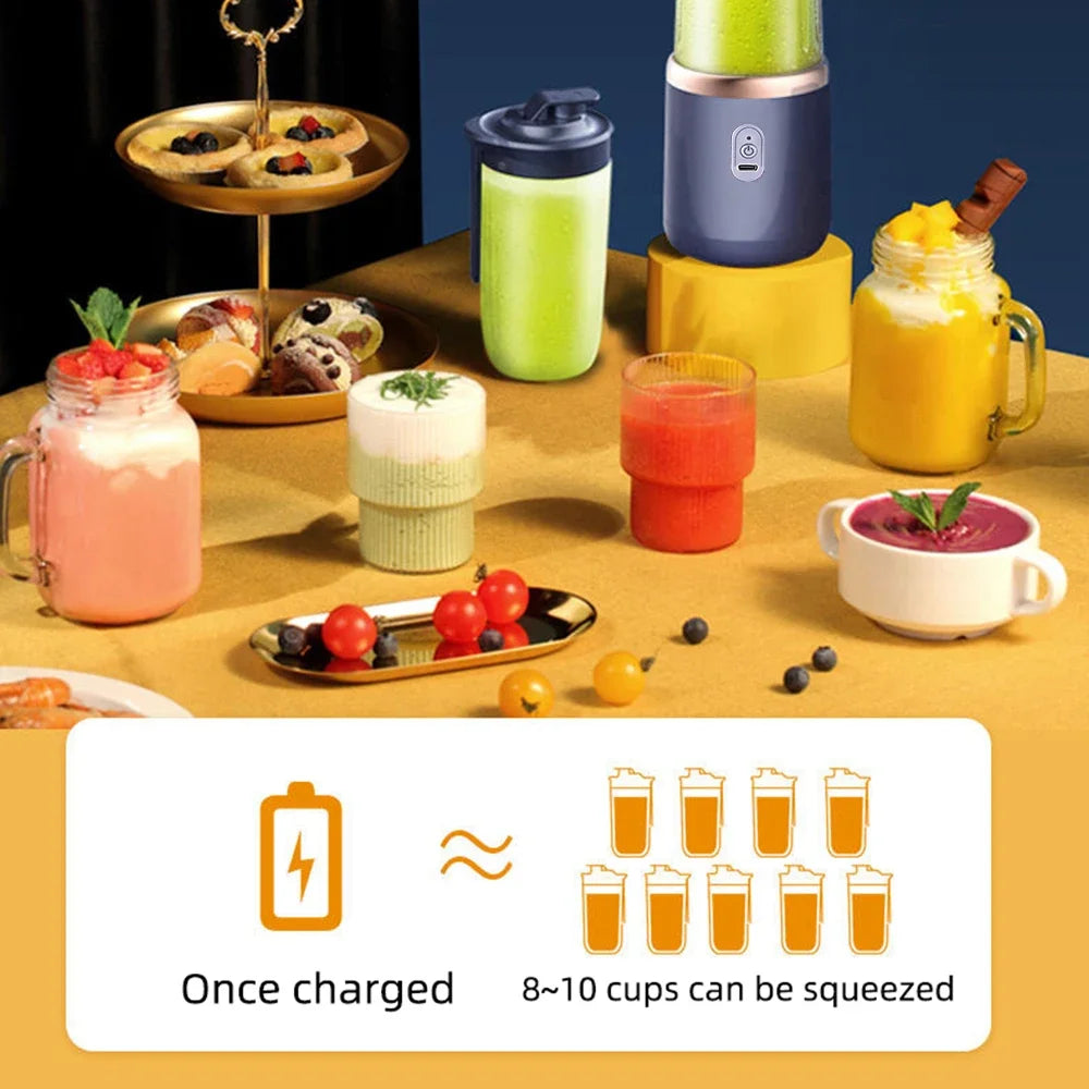Portable USB Rechargeable Blender - 6-Blade Electric Juicer Cup for Travel