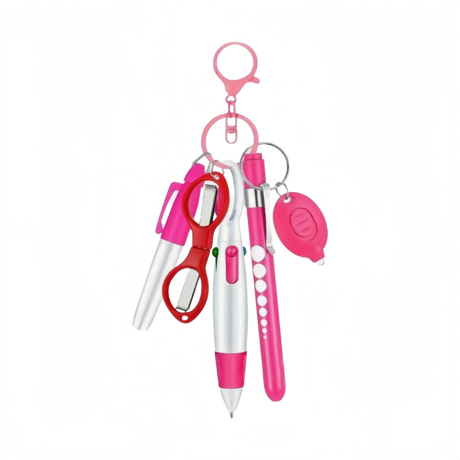 6-in-1 Portable Nurse Keychain Set - LED Light, Scissors & Medical Tools