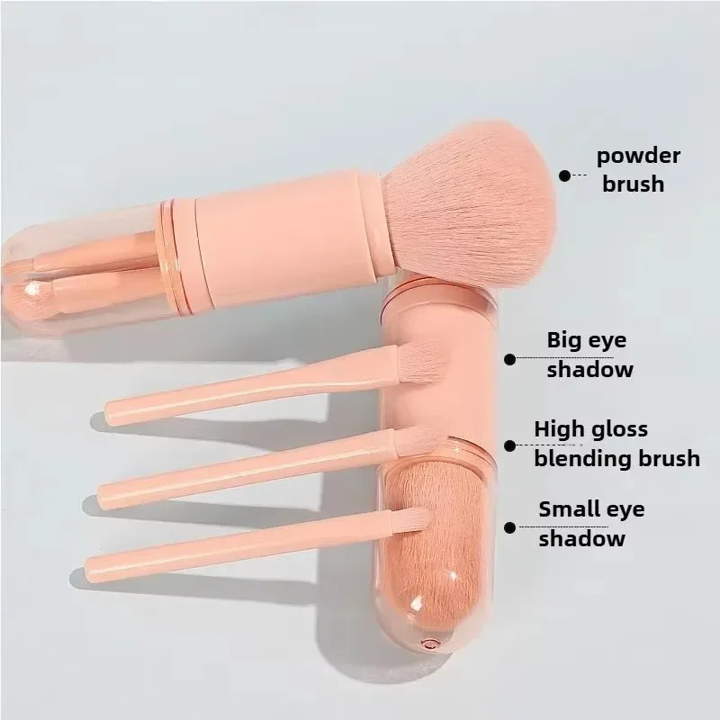 4-in-1 Telescopic Makeup Brush Set - Portable Travel Mini Brushes