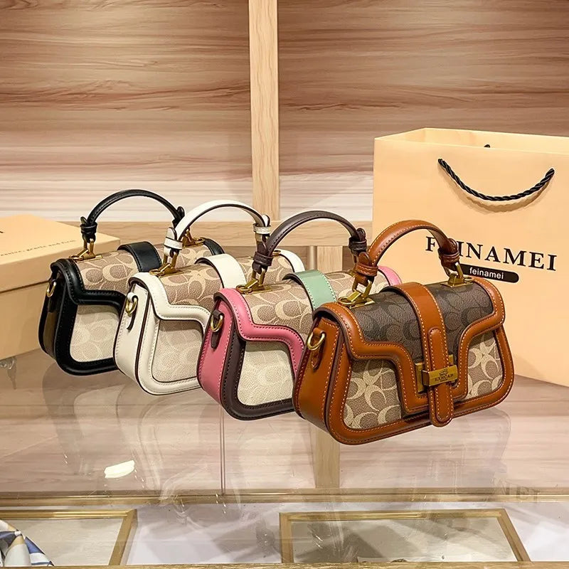 Light Luxury Contrasting‑Color Saddle Bag – 2025 High‑End Fashion Shoulder & Crossbody