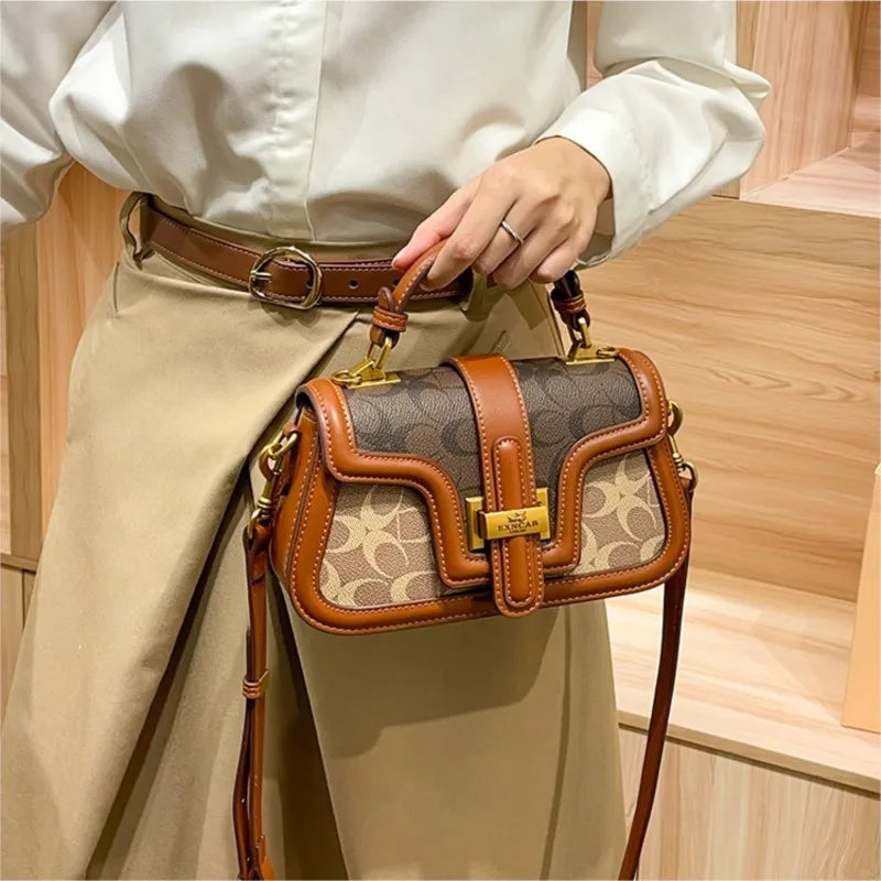 Light Luxury Contrasting‑Color Saddle Bag – 2025 High‑End Fashion Shoulder & Crossbody