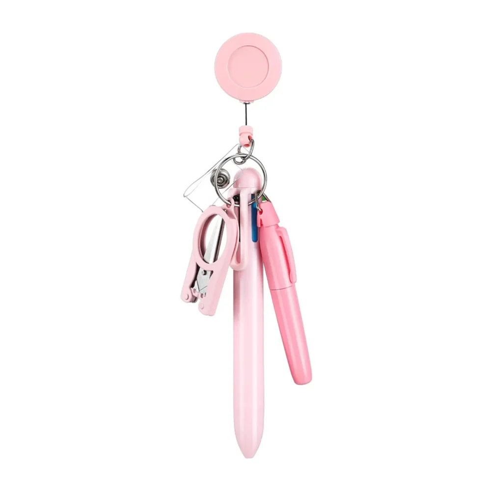 Retractable Badge Reel Multi Tools - Nurse Teacher Student Ballpoint Pen with Clip Hook