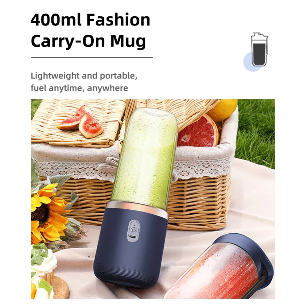 Portable USB Rechargeable Blender - 6-Blade Electric Juicer Cup for Travel