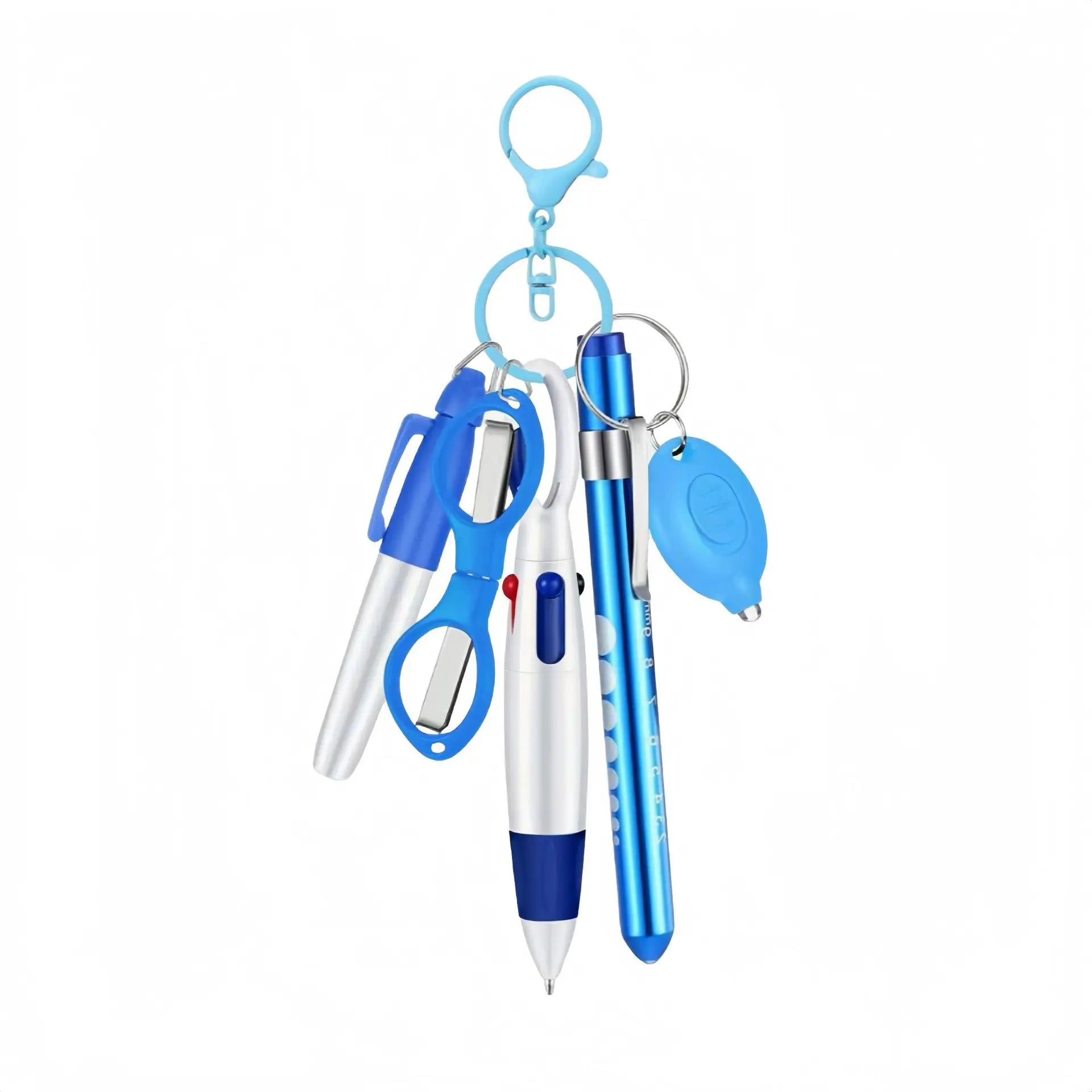6-in-1 Portable Nurse Keychain Set - LED Light, Scissors & Medical Tools