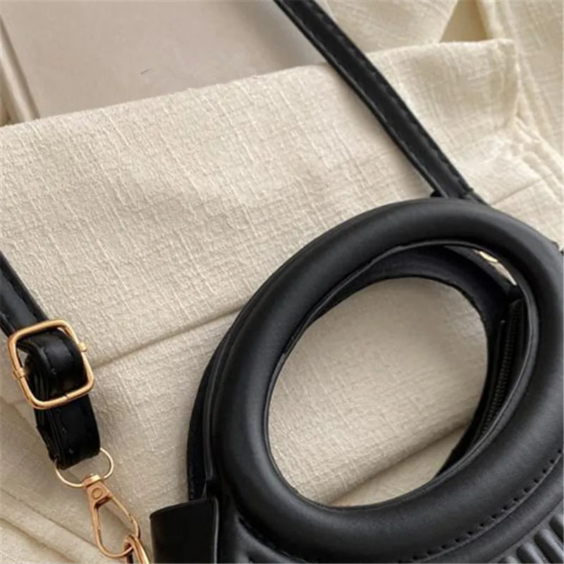 Chic Mini Half‑Moon Handbag – Stylish Round Handle Purse with Adjustable Crossbody Strap