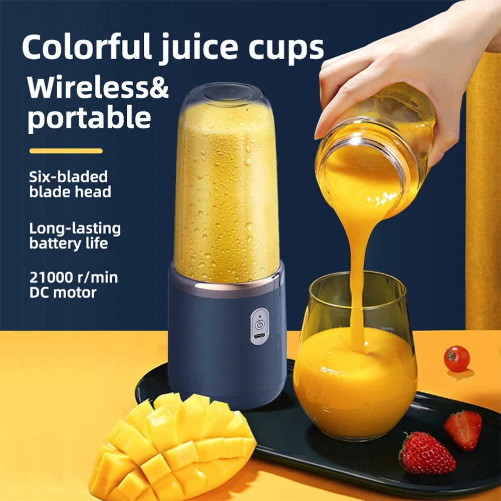 Portable USB Rechargeable Blender - 6-Blade Electric Juicer Cup for Travel