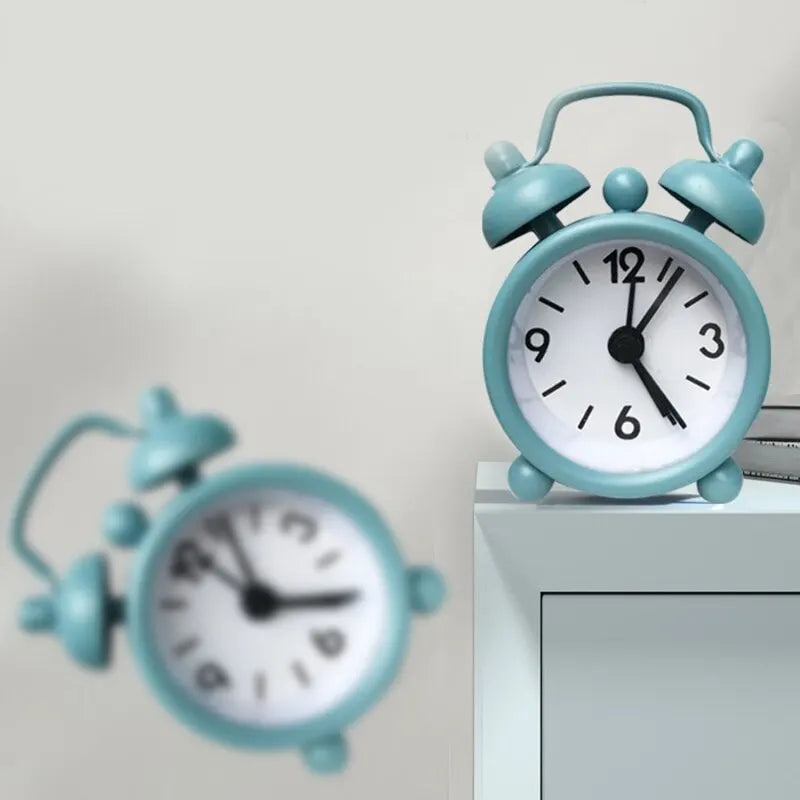 Mini Metal Alarm Clock - Portable Travel Alarm for Bedside & Students