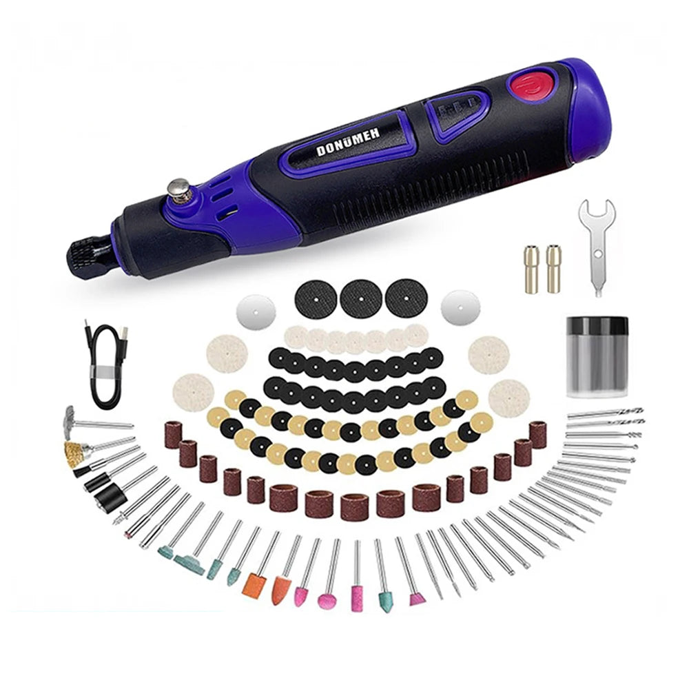 Mini USB Electric Drill - 3-Speed Rotary Tool with Engraving Pen & Accessories