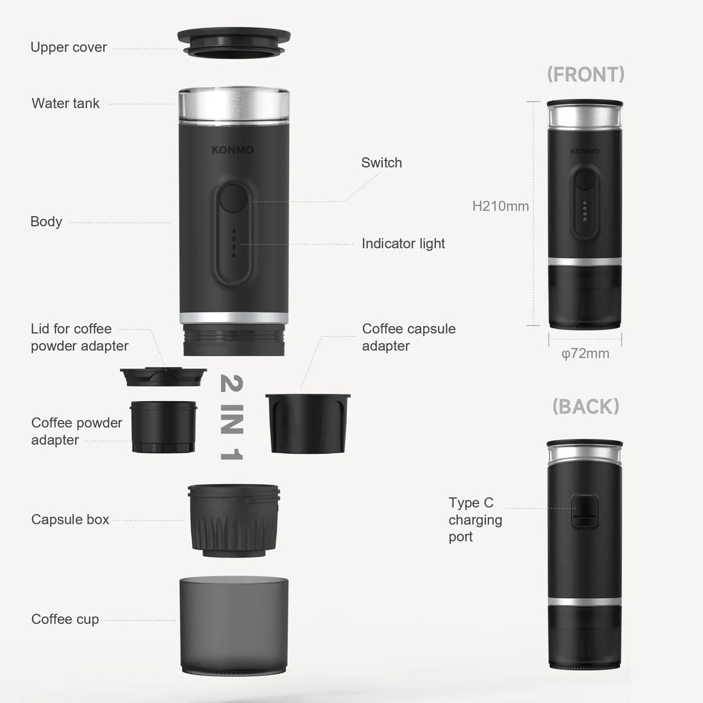 Portable 2-in-1 Coffee Maker - Battery Powered for Travel & Camping