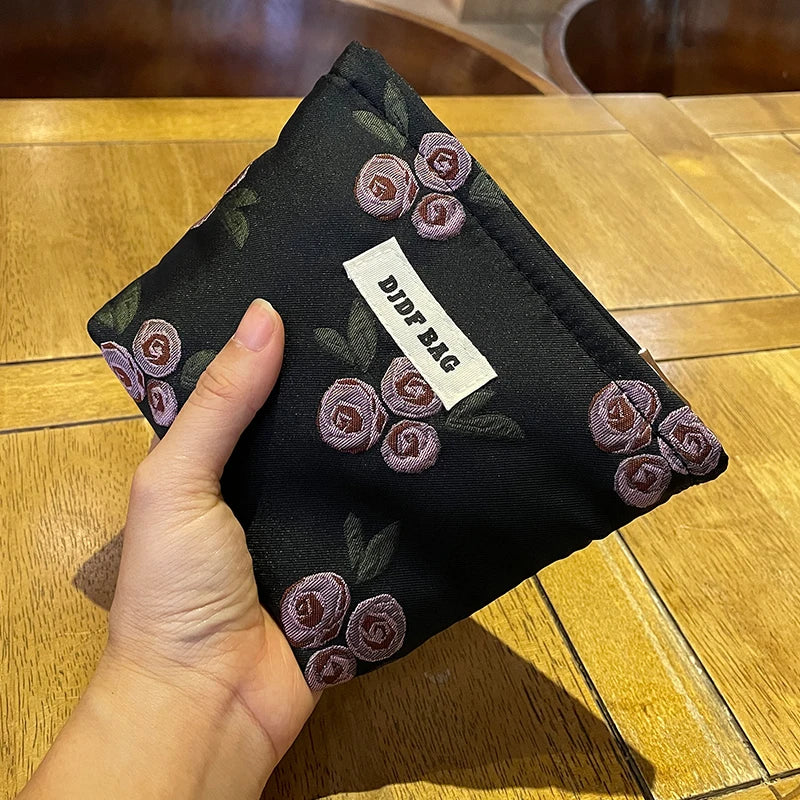 Mini Travel Cosmetic Bag - Compact Red Storage Pouch for Essentials