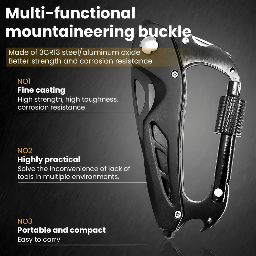 Multi-Tool Carabiner - EDC Keychain with Folding Knife