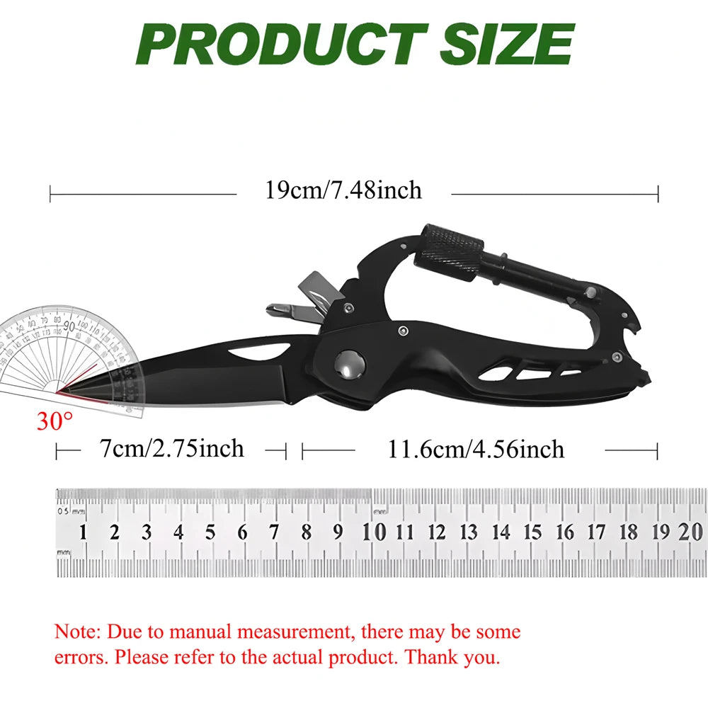 Multi-Tool Carabiner - EDC Keychain with Folding Knife