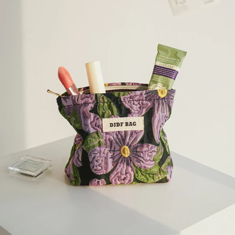 Mini Travel Cosmetic Bag - Compact Red Storage Pouch for Essentials