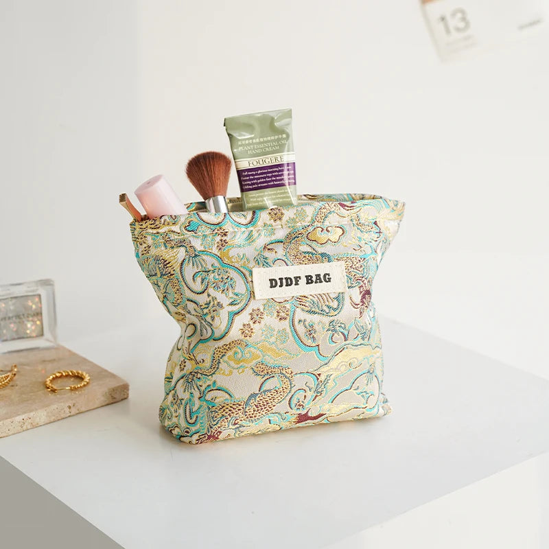 Mini Travel Cosmetic Bag - Compact Red Storage Pouch for Essentials