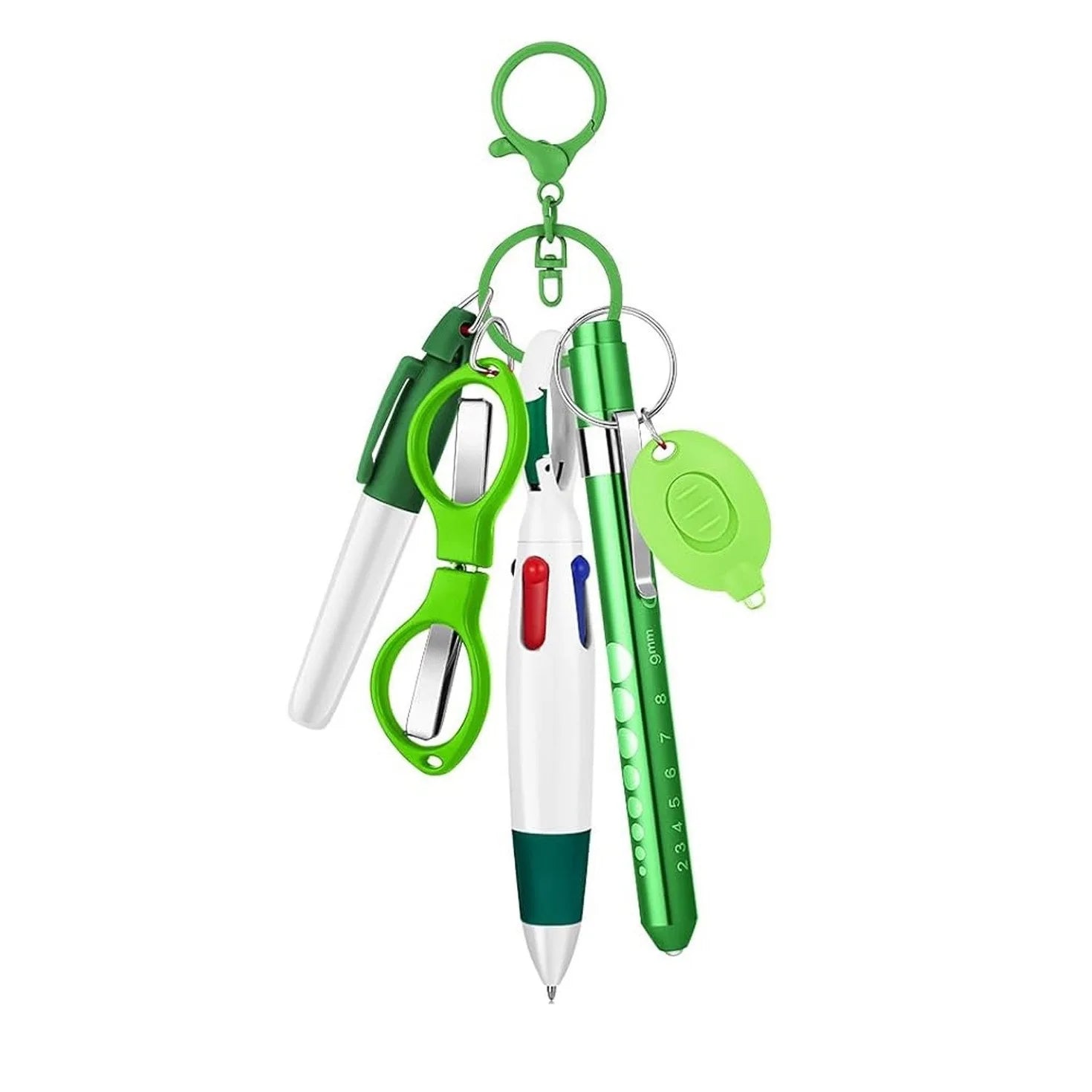6-in-1 Portable Nurse Keychain Set - LED Light, Scissors & Medical Tools