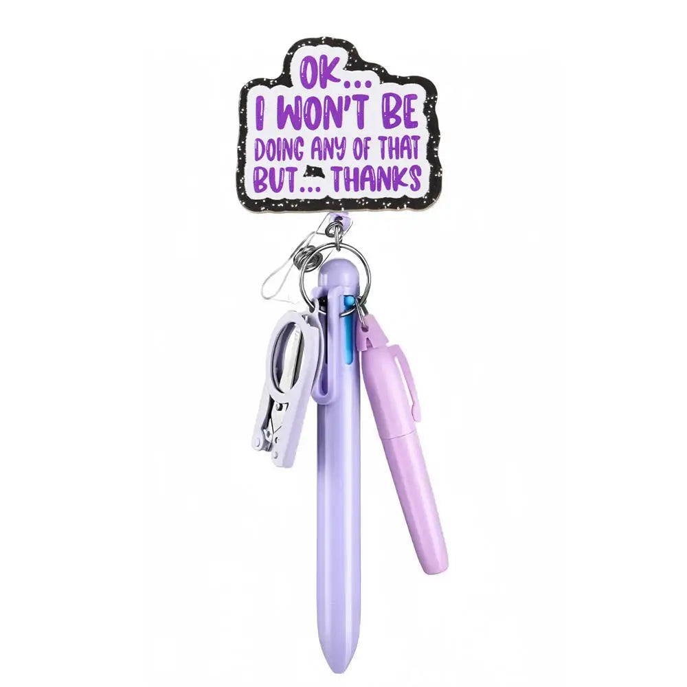 Retractable Badge Reel Multi Tools - Nurse Teacher Student Ballpoint Pen with Clip Hook