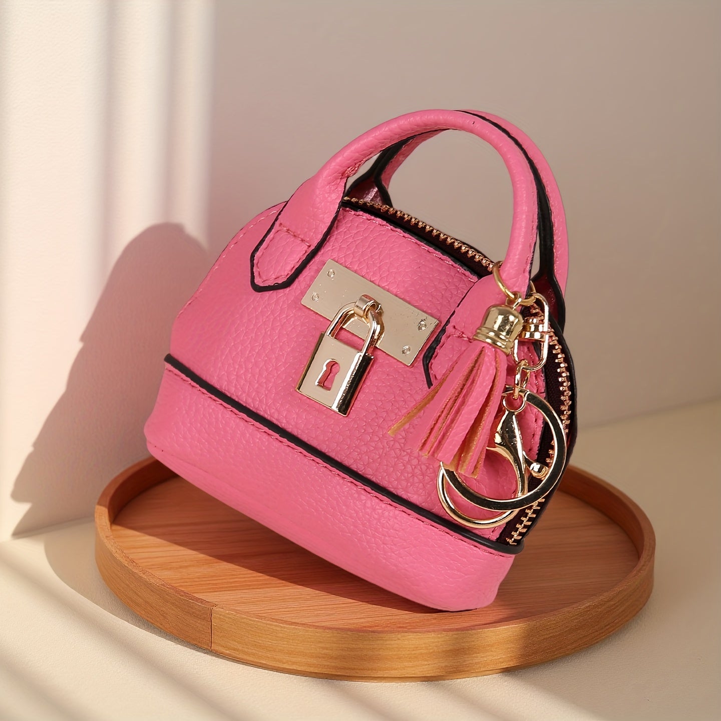 Mini Semi-Circle Crossbody Bag - Tassel Charm Purse for Travel & Everyday