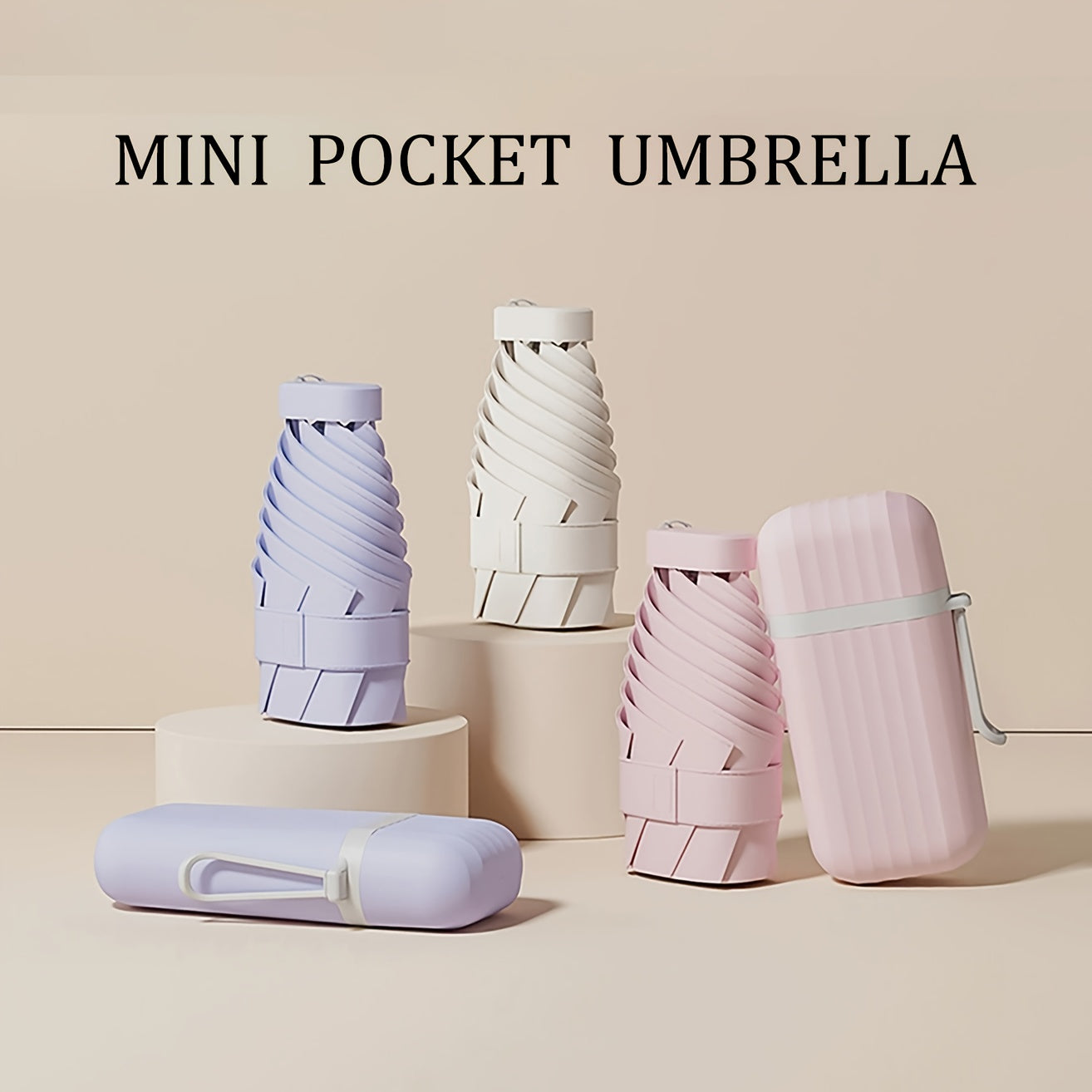 Mini Compact Umbrella - 6-Section Folding Sun & Rain Travel Umbrell