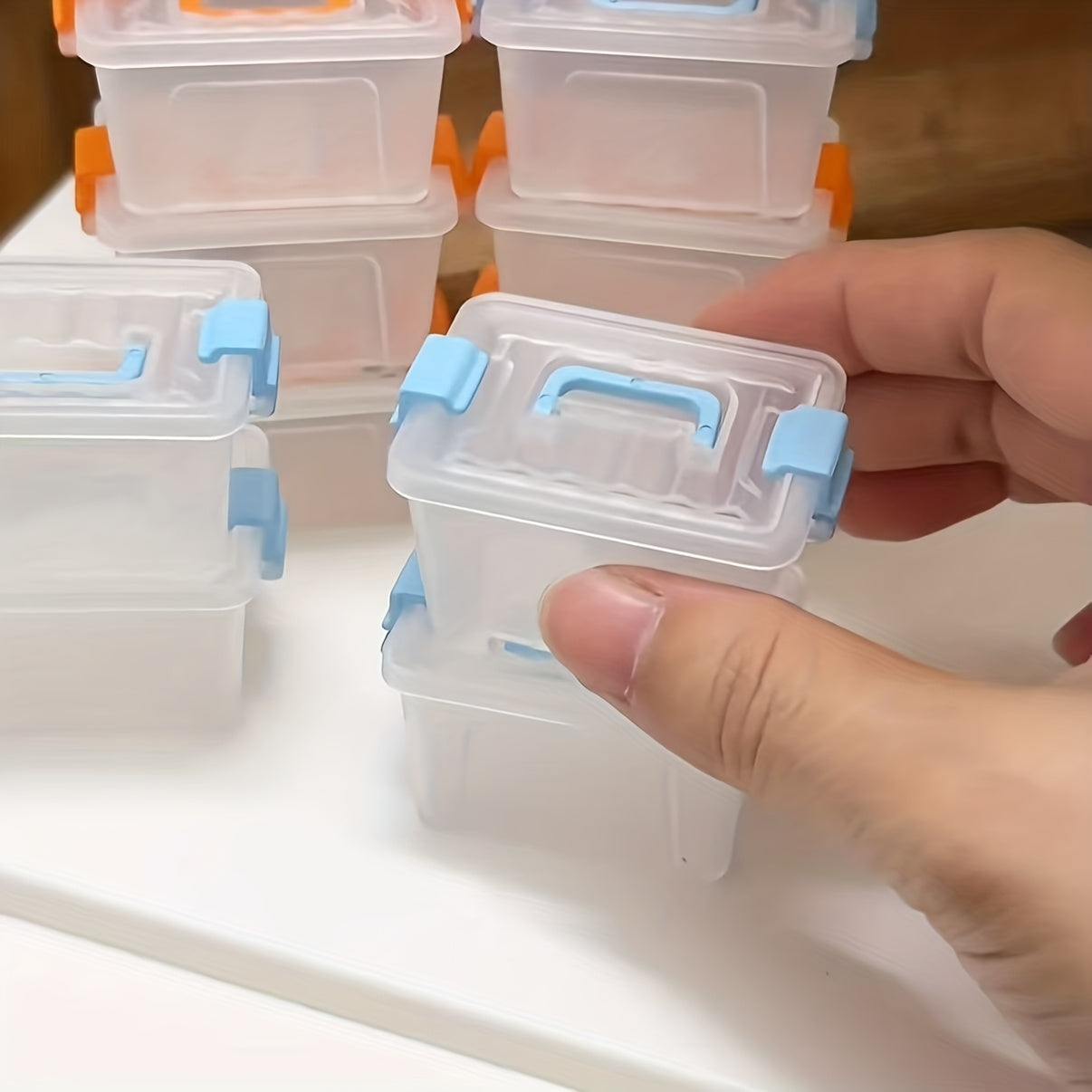 Mini Storage Container Set - 6 Pack Small Plastic Organizer Crates