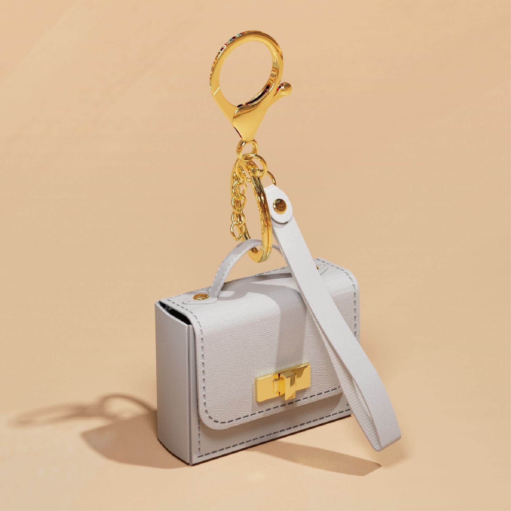 Mini Keychain Coin Purse - Faux Leather Charm Mini Bag with Handle