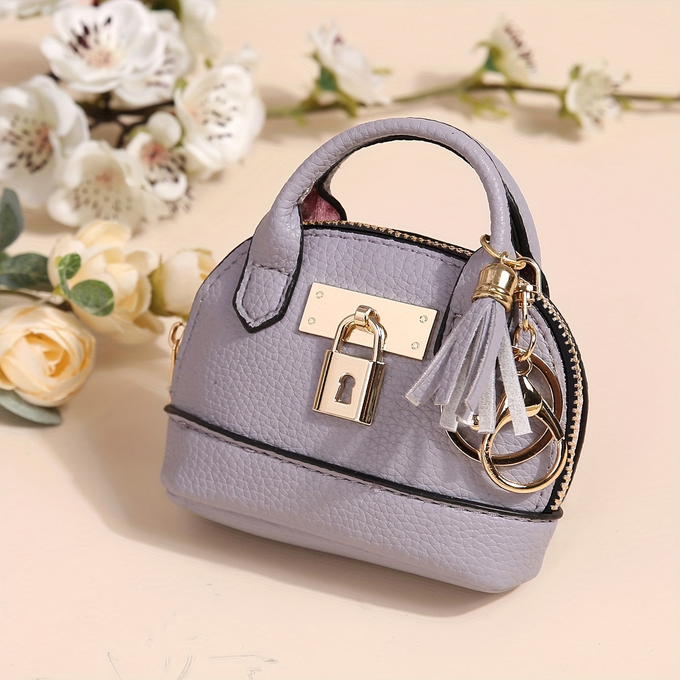 Mini Semi-Circle Crossbody Bag - Tassel Charm Purse for Travel & Everyday