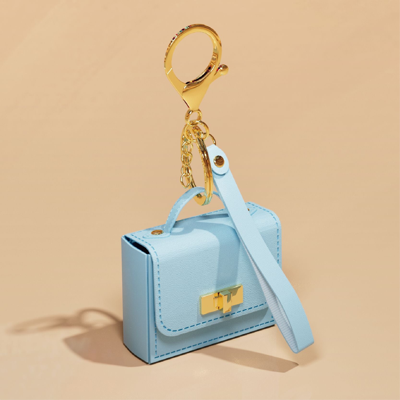 Mini Keychain Coin Purse - Faux Leather Charm Mini Bag with Handle