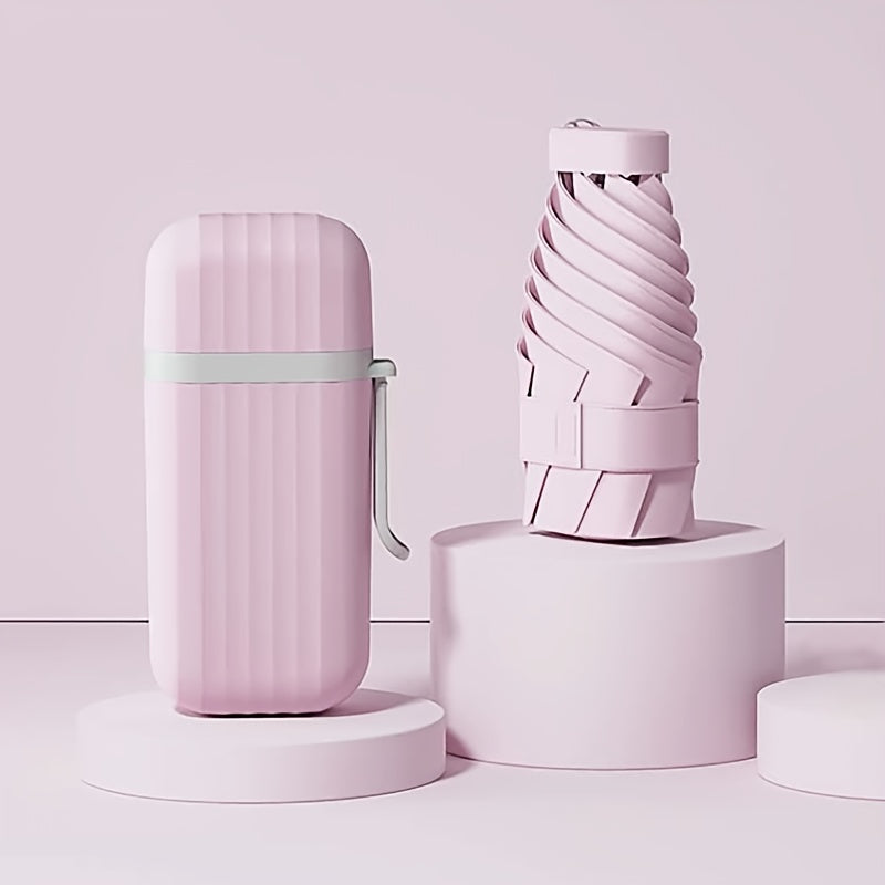 Mini Compact Umbrella - 6-Section Folding Sun & Rain Travel Umbrell